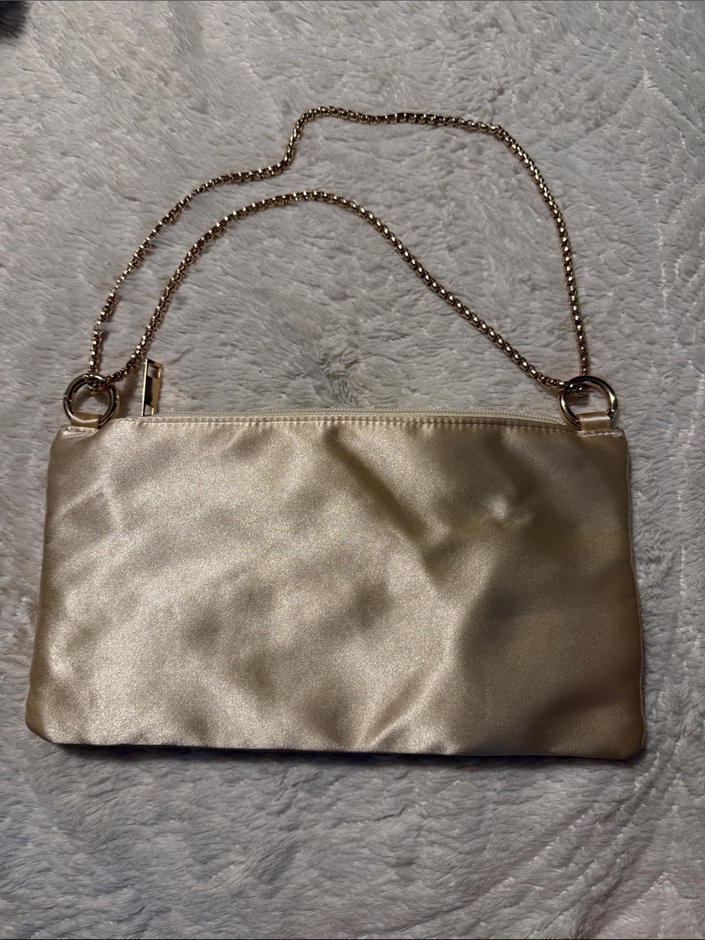 Gold Satin Chain-Handle Women's Clutch
